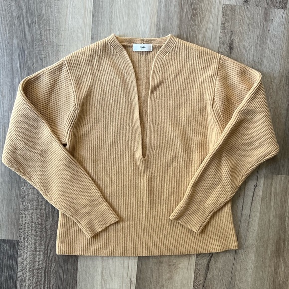 The Frankie Shop Sweaters - THE FRANKIE SHOP Ribbed Wool Sweater In Camel Medium